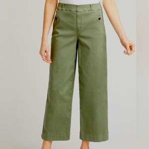 NWOT Spanx Stretch Twill Cropped Wide-Leg Pants in Darkened Olive - Size XL